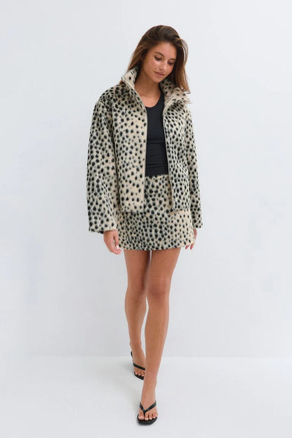 Veste léopard zippée col montant – Ceres Studio, photo 2