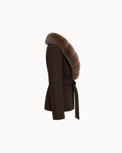 Manteau Mathilde Ceres Studio, manteau d'hiver femme col effet fourrure